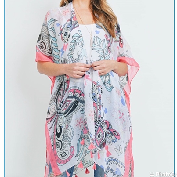 Boho Butterfly Swim Coverup Kimono Wrap O/S - Picture 4 of 5